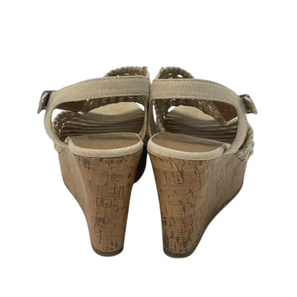 Size 9 SO Authentic American Heritage Beige‎ Woven Wedge Sandals Cork Platform